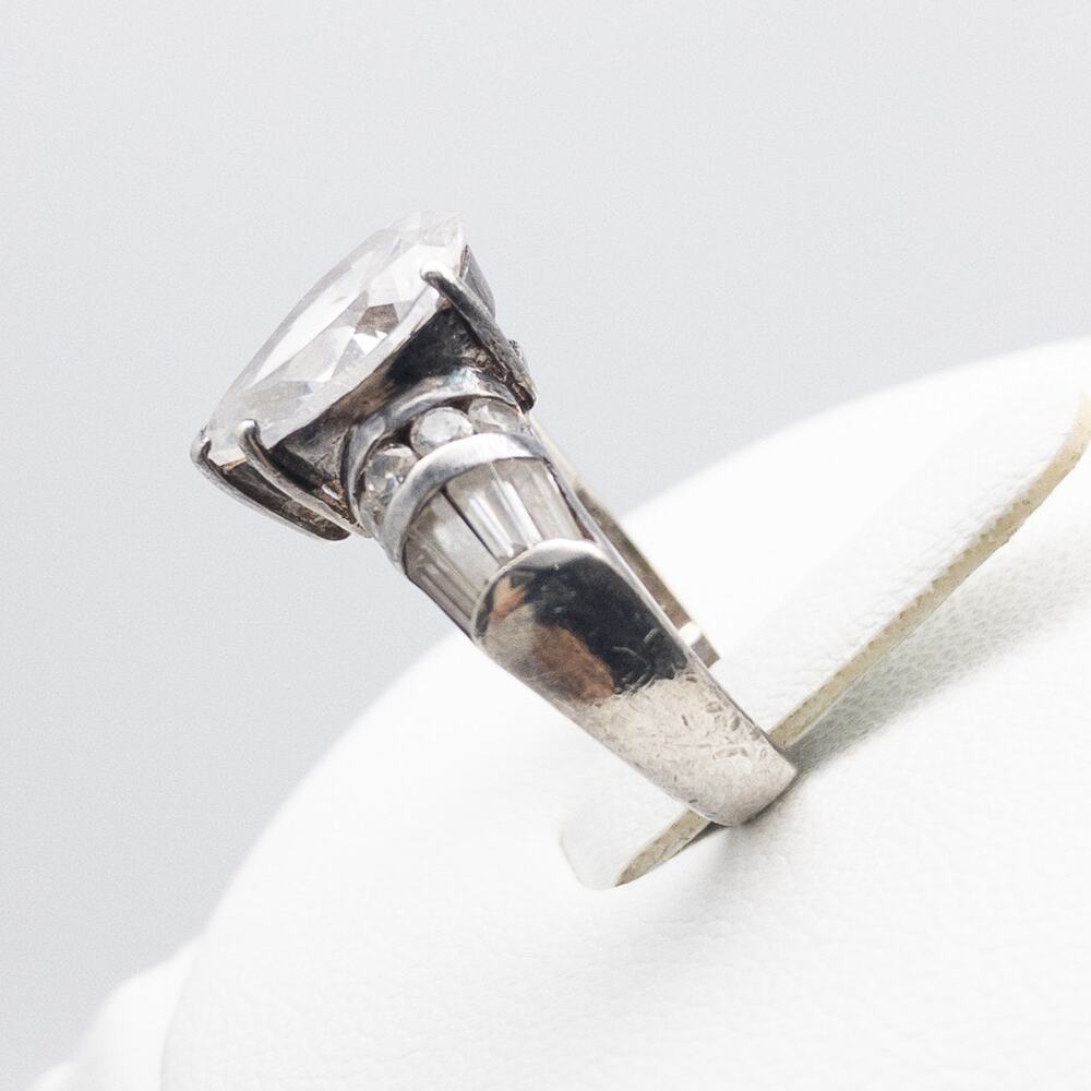 Sterling Silver CZ Teardrop Ring Size 6 Vintage CL Mark - Picture 9 of 13